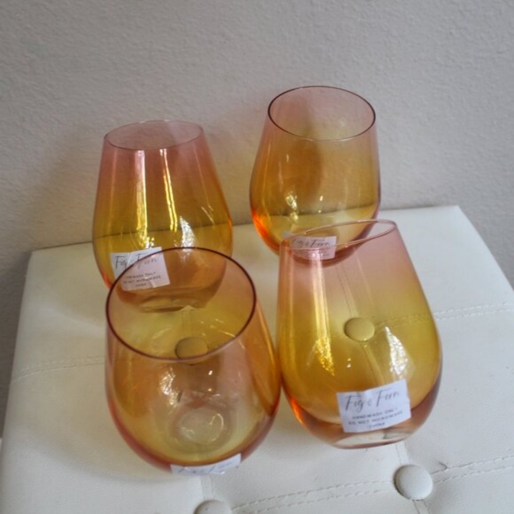 Set of 4 Fig & Fern Ombre Glasses NWT